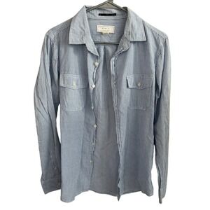 21men Blue Striped‎ Casual Button-Down Shirt